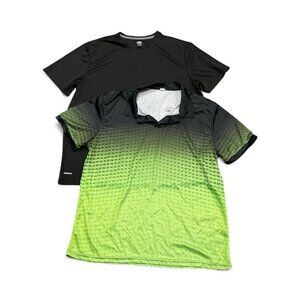 2 Athletic Performance Shirts Neon Green Black Polo Size XL Athletic Works